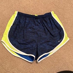 Nike Blue and Yellow Medium Dry Fit Athletic Shorts